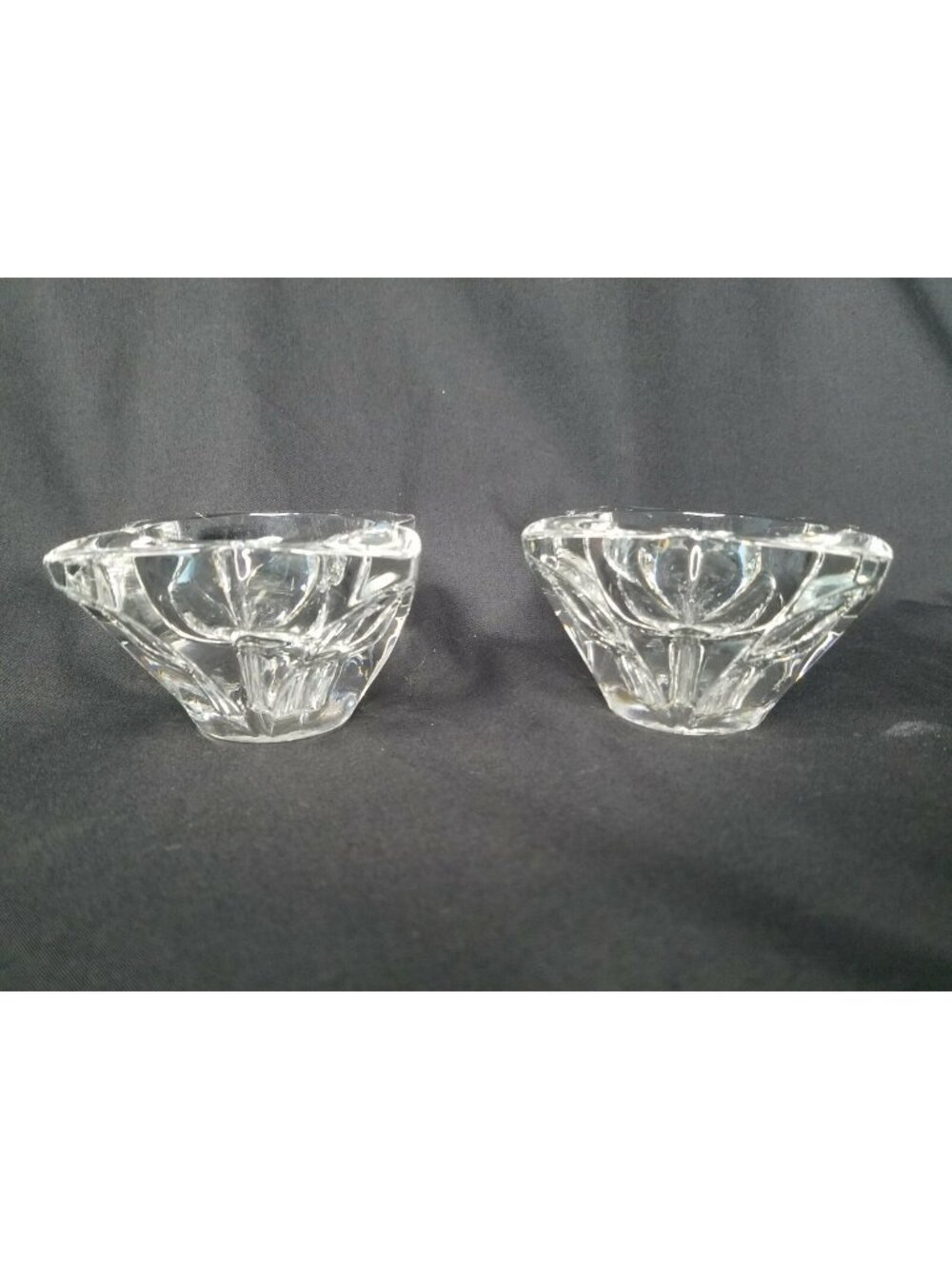 Vintage Pair of  Indiana Glass Co. Tulip Taper Candle Holders Petal Shaped